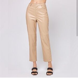 L*SPACE Quincey Faux Leather High Rise Pant Color Latte